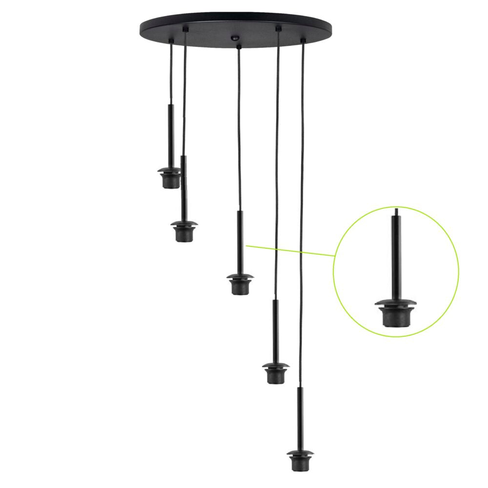 Losse plafondplaat highlight - rond - 45cm - O1053.01 - zwart - incl. vergrote fitting