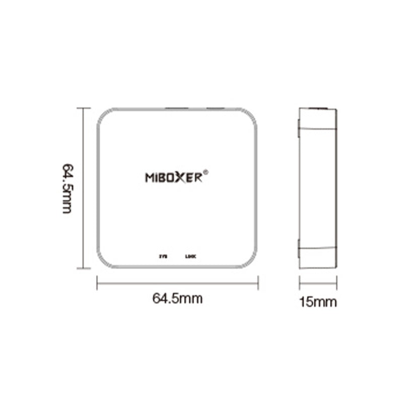 MI-LIGHT - 2.4GHz internet GATEWAY - afmetingen