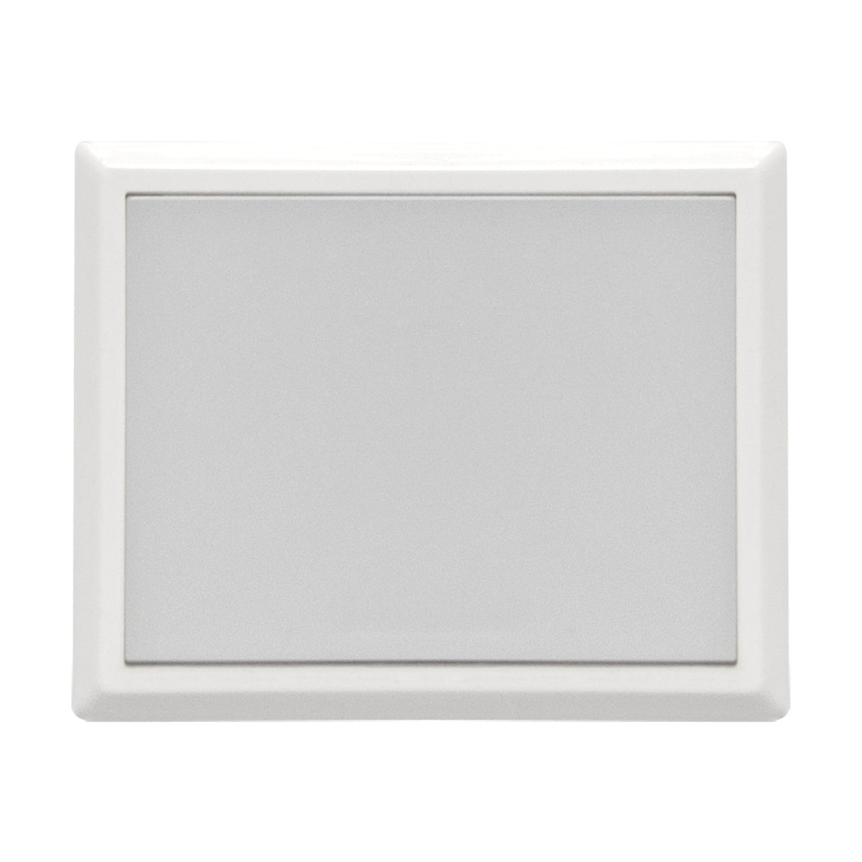 Wit afdekraam met glad oppervlak, rechthoekig ontwerp, voor wandmontage – vooraanzicht.