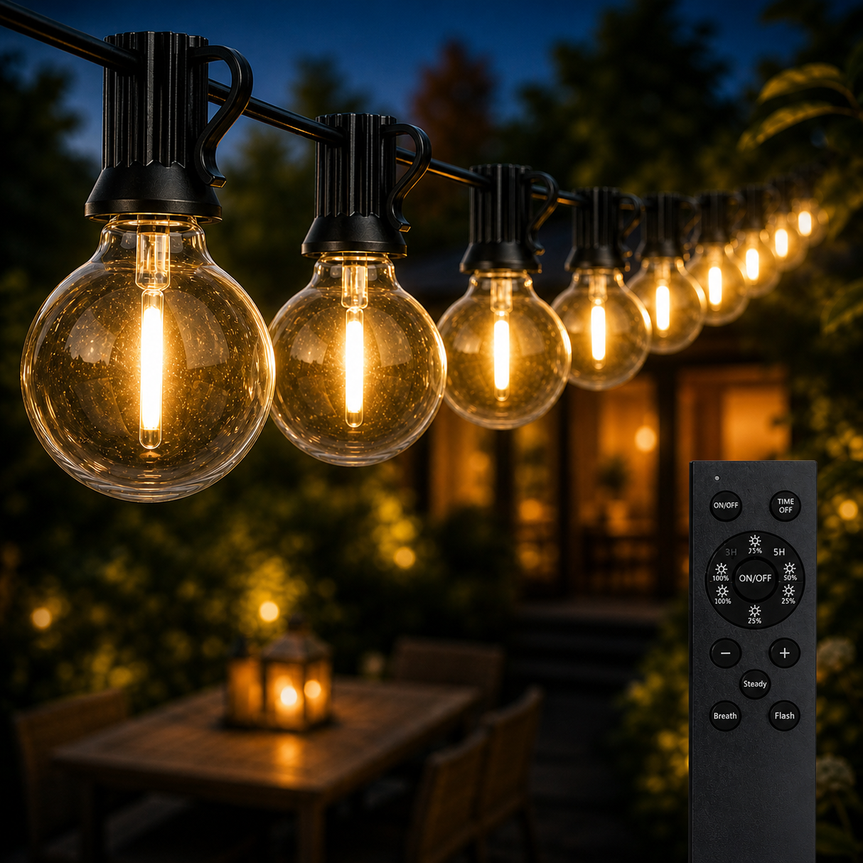 50M Prikkabel / Lichtsnoer met afstandsbieding | Incl. 87x LED lampen | DIMBAAR | 1W | 2700K | 24V | Plug & Play | Koppelbaar