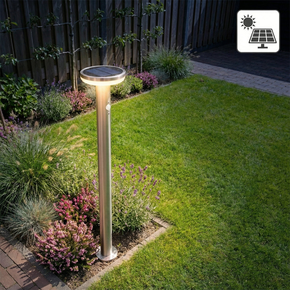 Solar LED buitenlamp staander 80 cm met sensor | Standaard | 4,4W | 3000K - Warm wit