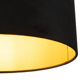 Stoffen lampenkap zwart met gouden binnenkant - closeup