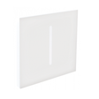 Witte glazen bedieningsplaat met verticale touch-bediening, schuin vooraanzicht.