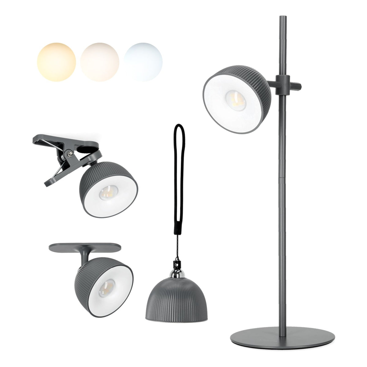 LED Orbi 2,5W 4in1 Bureaulamp magnetisch Grijs - CCT Lichtkleur instelbaar | Incl. Klem, plafondmontage, koort