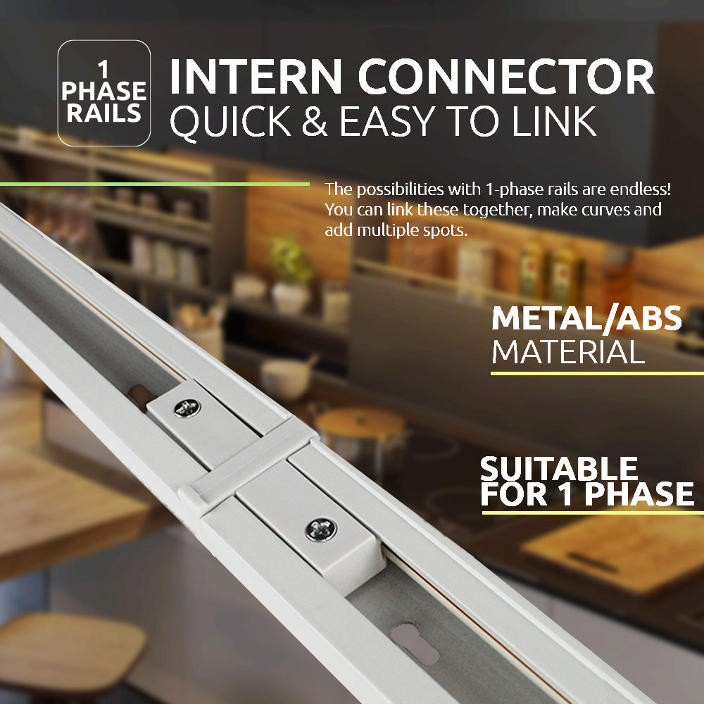 1-Fase Rails I-vorm interne connector | Koppelstuk | Wit